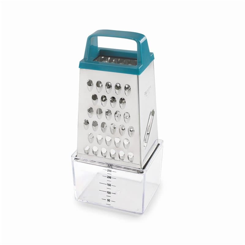 Lacor - 61363 - Râpe de cuisine avec récipient KEEP, acier inoxydable, comprend le récipient alimentaire 250ml, 4 côtés de coupe