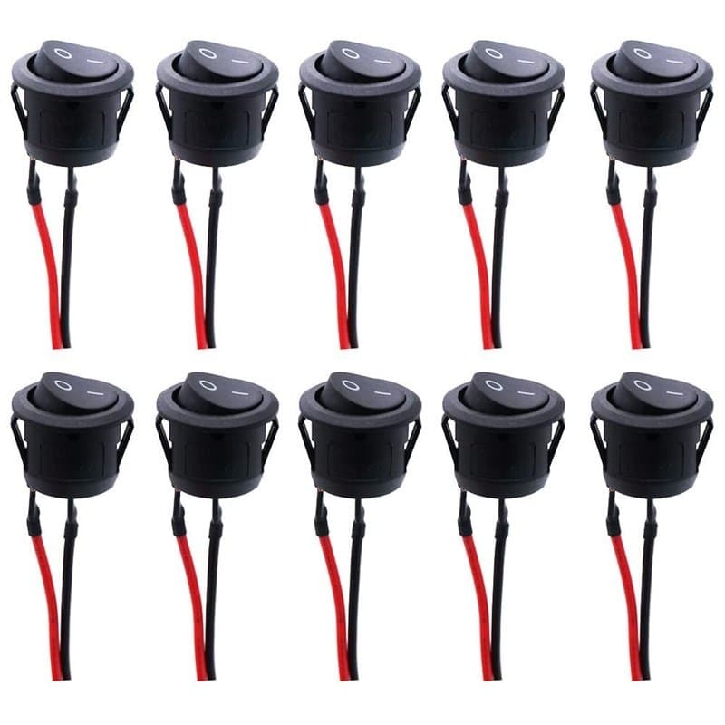 RUNCCI-YUN Interrupteur à Bascule Rond, CA 6 A/125 V, 3 A/250 V Interrupteur à Bascule 2 Broches, Bouton De Verrouillage Interru