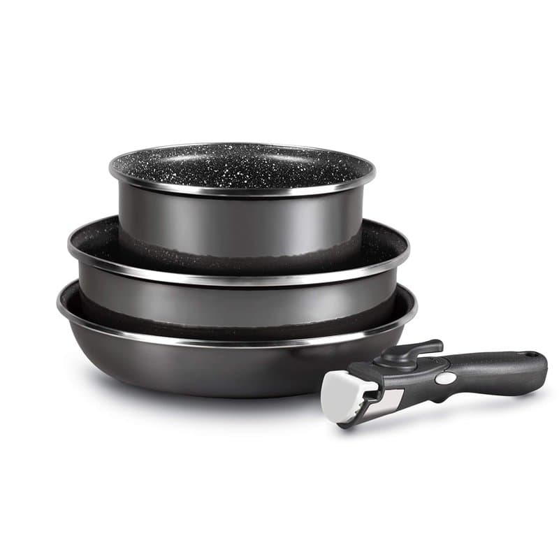 MAGEFESA K2 Cristal Batterie Cuisine Induction avec poignée amovible. Set Casserole 20 cm, Poêle 28 cm et Sauteuse 26 cm