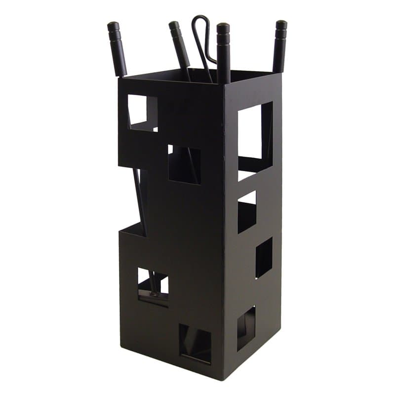 mex El Zorro 10004 Serviteur de cheminée forme carrée 50 x 20 x 20 cm avec accessoires Noir