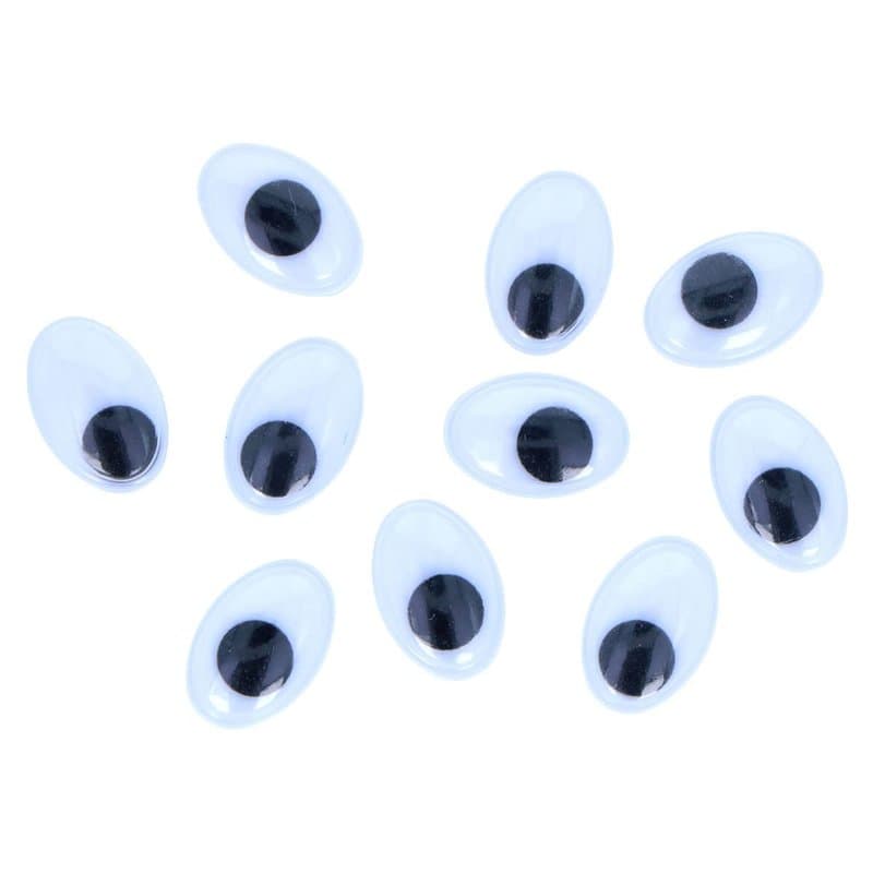 INNSPIRO Yeux mobiles noirs autocollants ovales 11 x 14 mm. 60u.