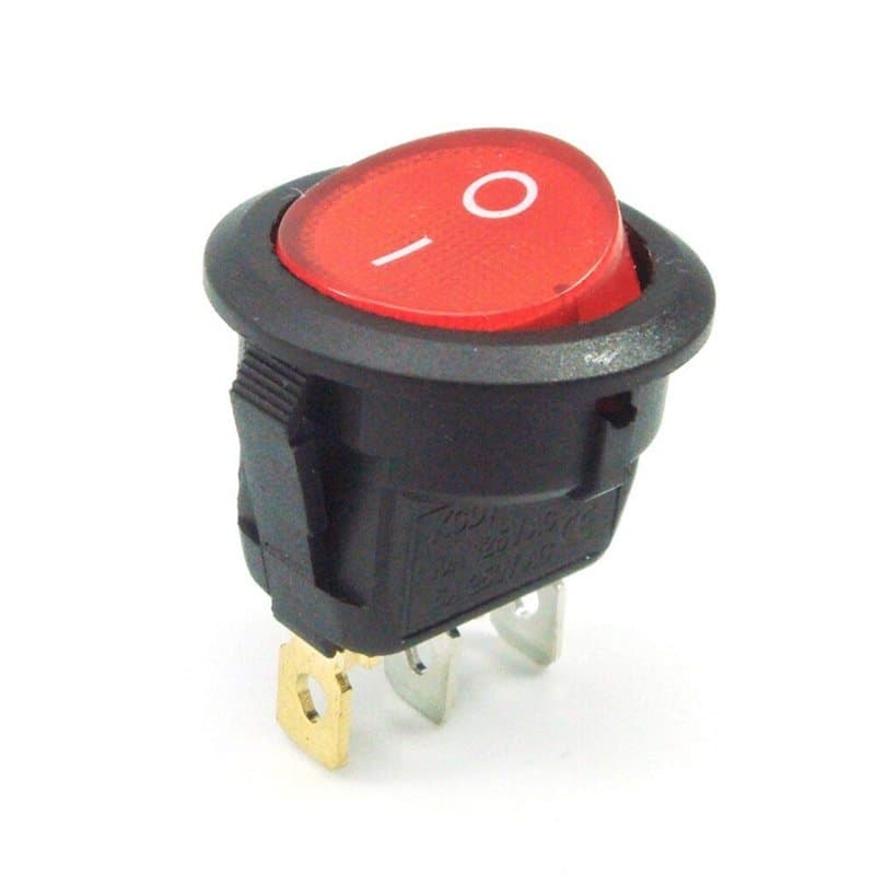 Movilideas 1 interrupteur rond à bascule rouge éclairé ON/OFF 3 pôles avec lumière 220 V