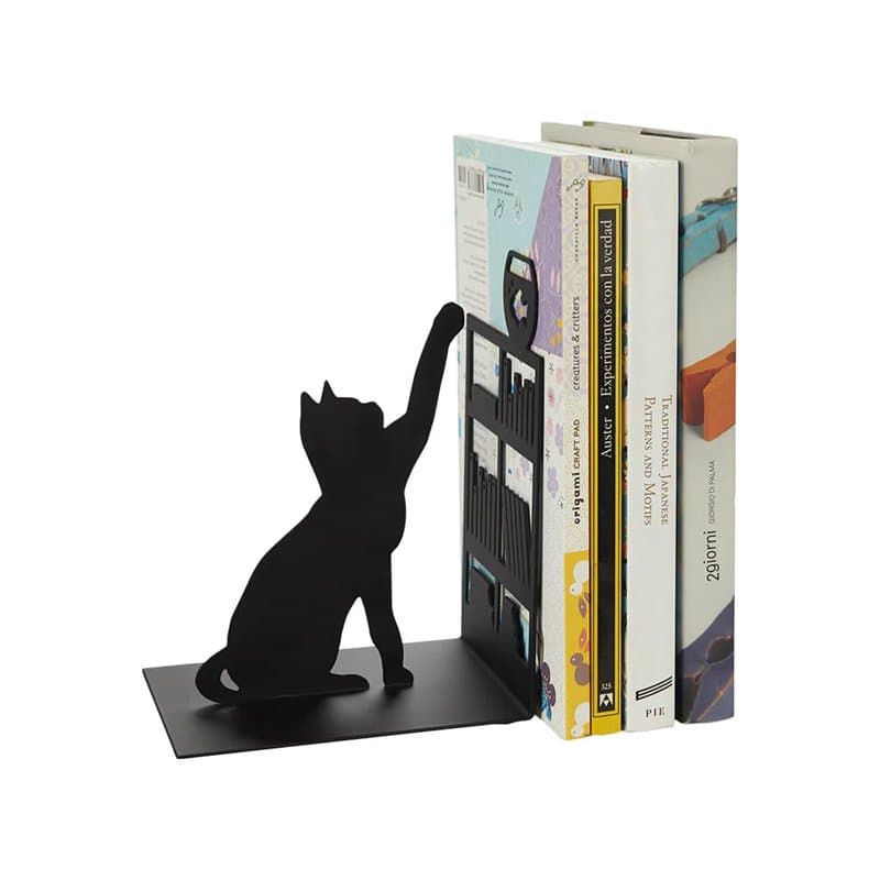 Balvi Serre-Livres Fishing Cat Couleur Noir Serre-Livres décoratif avec Un Chat, Une bibliothèque et