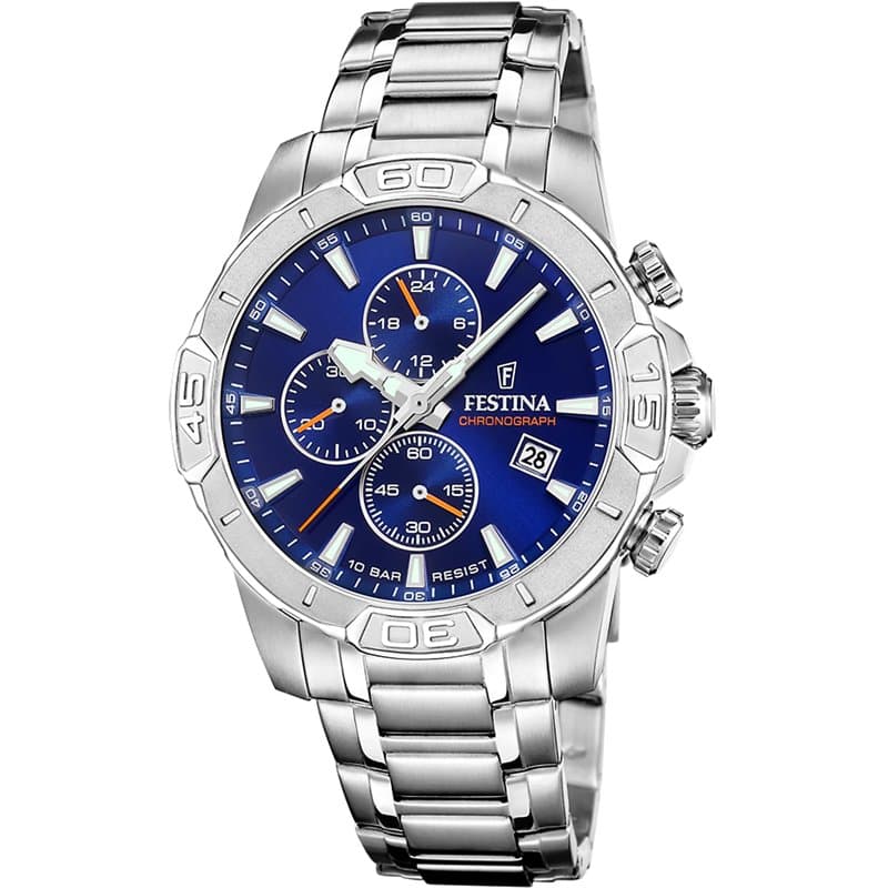 Festina Montre pour Homme F20704/2 Timeless Chronograph Boîtier en Acier Inoxydable Gris Bracelet en Acier Inoxydable Gris