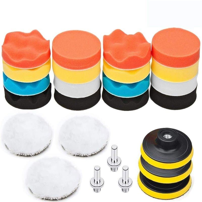 BangShou 25Pcs Pollisage Voiture Kit, 75mm Éponge Disque de Polissage, Embout Polish pour Perceuse, Brosse a Polir pour Meuleuse
