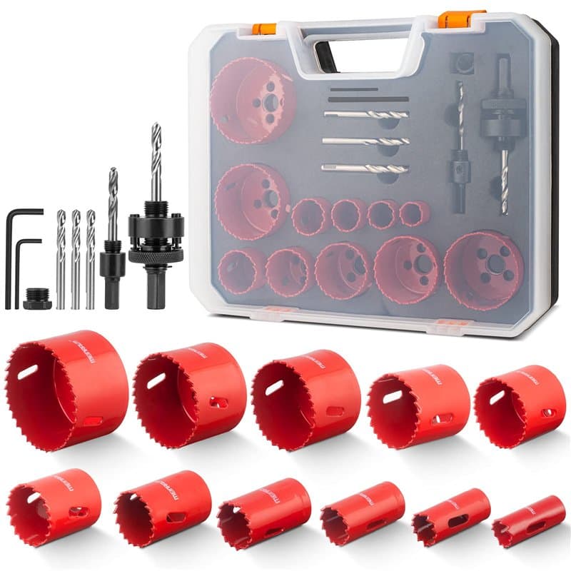 Scie Cloche Bi-métal, Meinraum 19 PCS Coffret de Scie Trépan avec 11 Lames de Scie 19-68mm, Lot de Scies Cloches pour Aluminium,