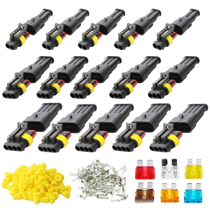 RUNCCI-YUN 15 Kits 2 Broches 3 Broches 4 Broches Voiture Étanche Connecteur Électrique, Voiture Fiche etanche, étanche à la pous