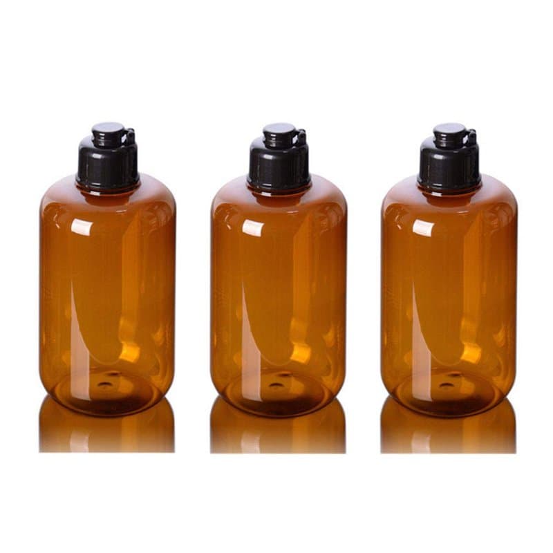 ericotry Lot de 3 flacons souples vides en plastique avec bouchon à rabat noir pour maquillage, huile essentielle, eau, shampooi