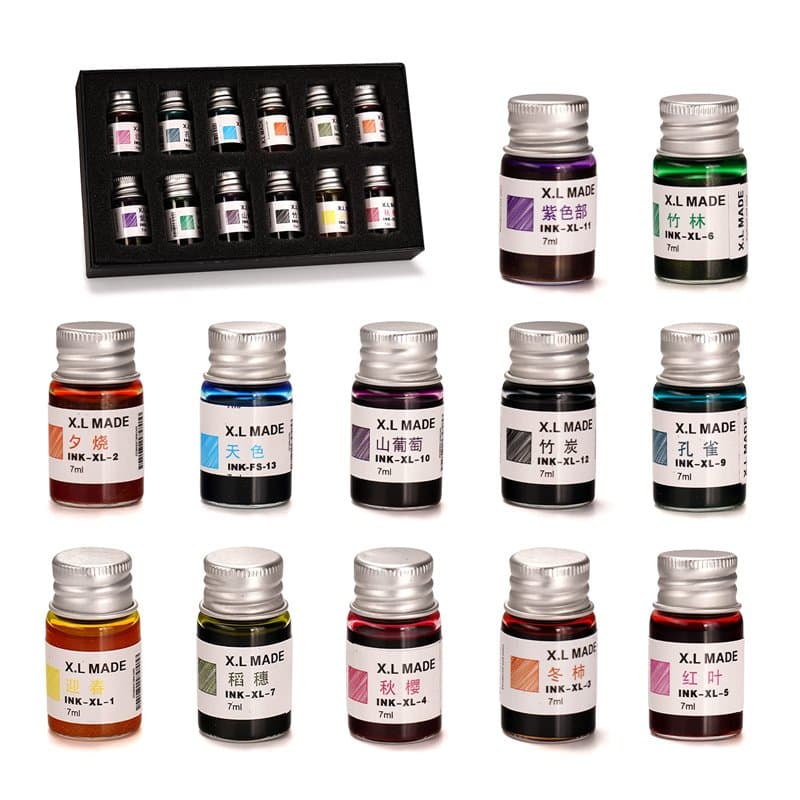 AOKUY – Lot de 12 encres de calligraphie colorées Pour écriture, dessin, journal
