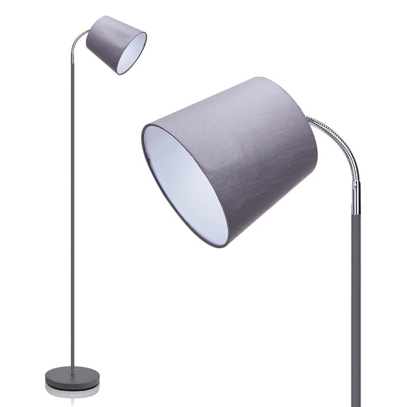 Aigostar Lampadaire Sur Pied Salon Vintange,Lampe Salon avec Interrupteur au Pied et Abat-Jour Gris,Halogene Lampadaire arc,Ampo