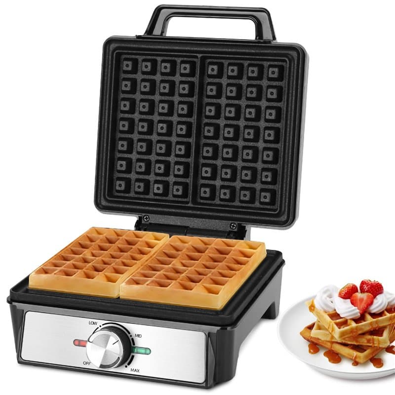 Aigostar Gaufrier pour 2 Gaufres Belges, 1600W, Plaques Profondes Antiadhésives, 20,2x17,2x2 cm, Gauffrier avec Température Régl