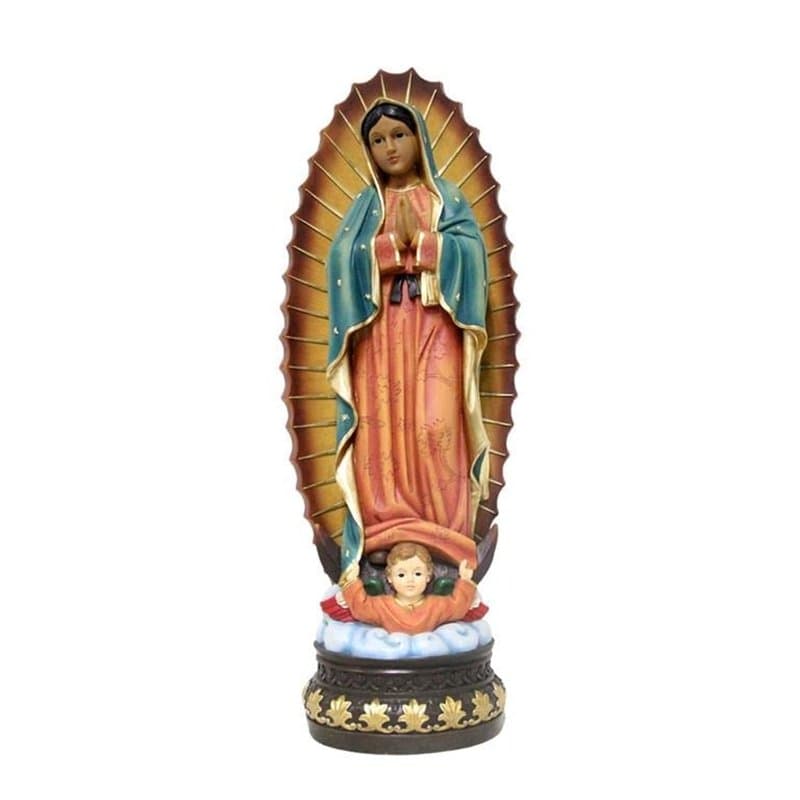 DRW Figurine Vierge de Guadeloupe Mexicaine résine Peinte à la Main 60 cm