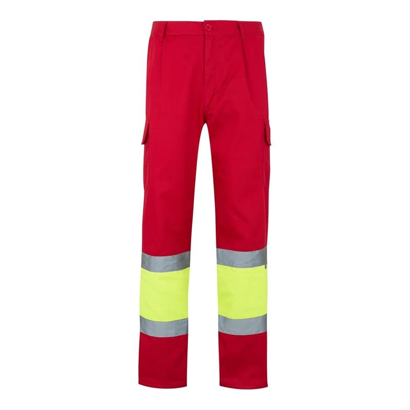 VELILLA 157 Pantalon bicolore multipoches haute visibilité Rouge/jaune fluo Taille M