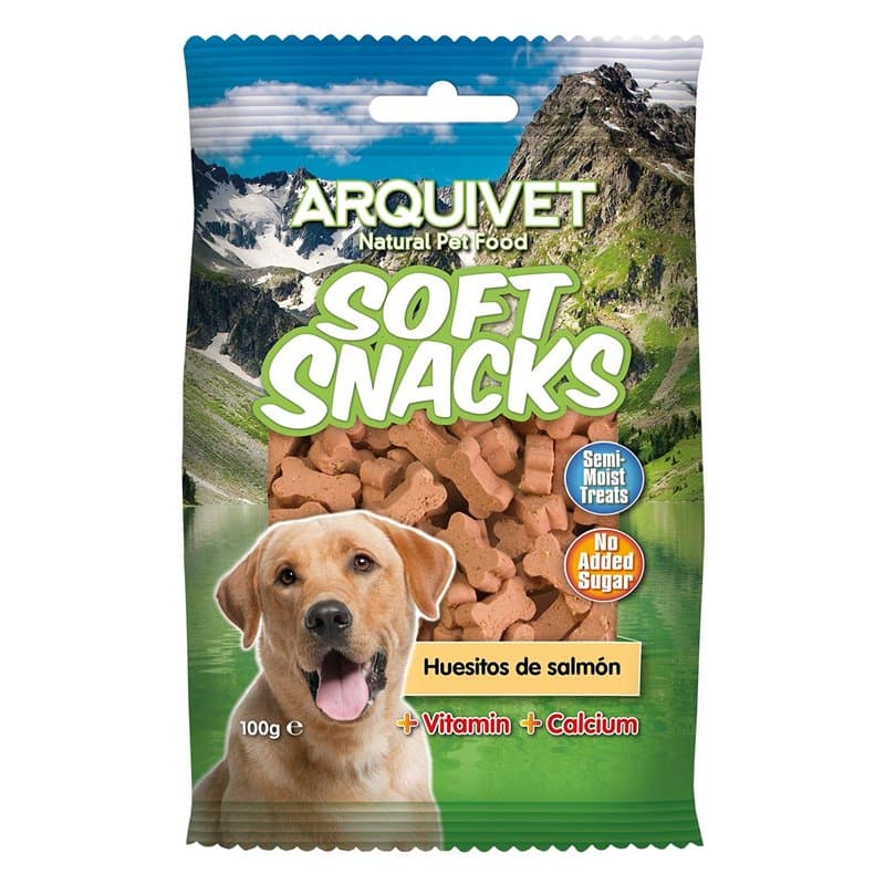 Arquivet Soft Snacks pour Chien os Saumon Pack 14 x 100 g - Snacks naturels pour Chiens de Toutes Races - Récompenses, récompens
