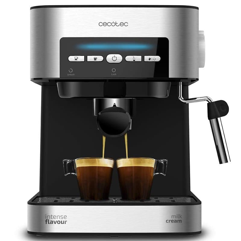 Cecotec Machine à café Expresso Power Espresso 20 Matic. 20bars de Pression,1.5 L,Bras Double Sortie, Buse vapeur,Plateau Réchau