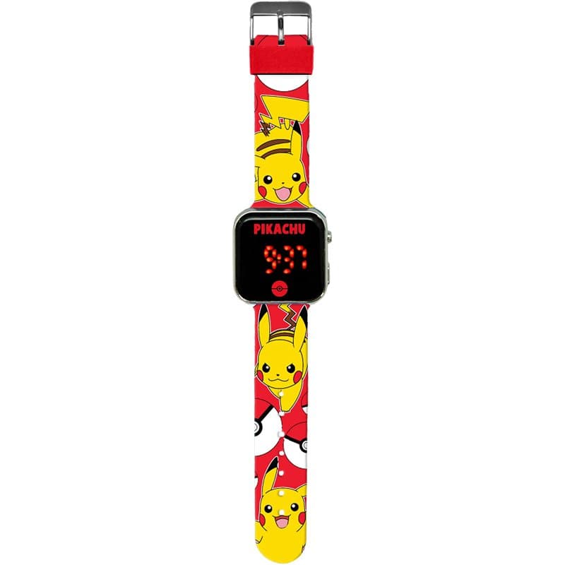 Kids Licensing numérique Pokémon, Pikachu, Batterie Durable, Fonctions complètes, Bracelet réglable, LED, Design Original, carré