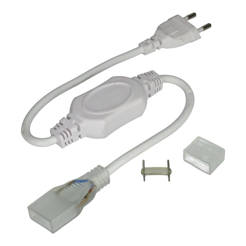 Jandei – Kit de Connexion pour Large Bande LED 20x8mm 220V, Puissance Max 15A 3300W et 276 LED/mètre, IP65 pour Extérieur. Compr