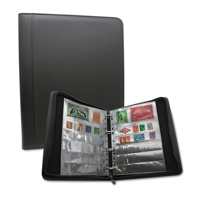 DOJA Barcelona | Album Timbres 16 Feuilles | Livre Cuir PU Classeur Timbre Poste Avec Fermeture Éclair Et Anneaux | Carnet de Ti