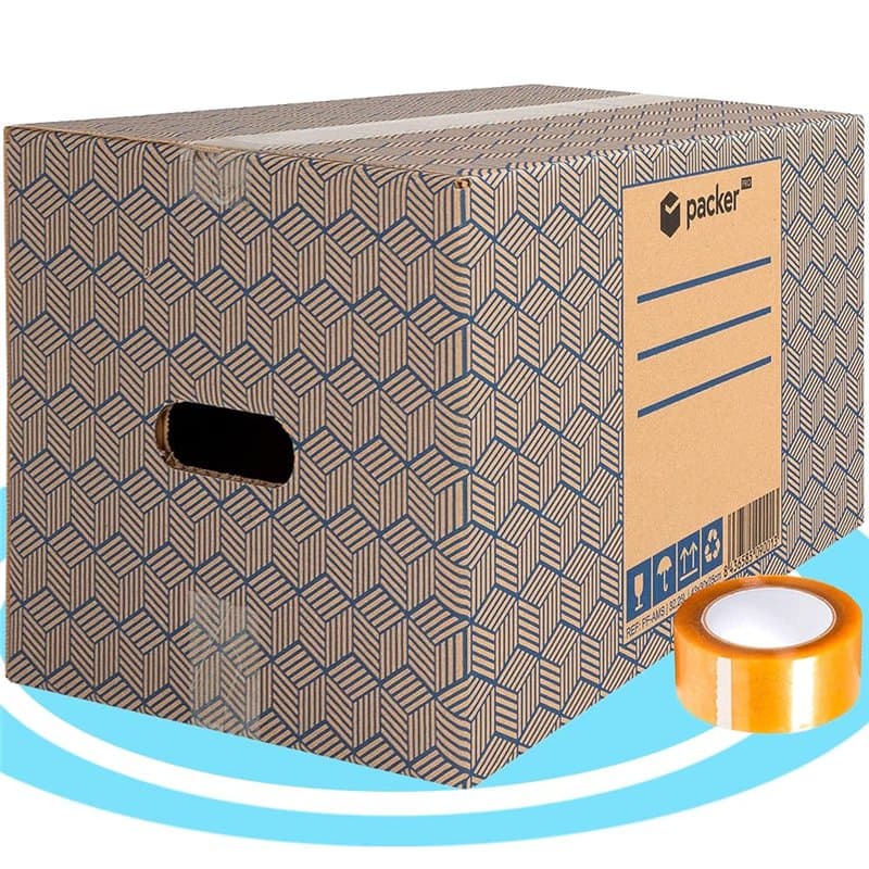 packer PRO Lot de 10 Boîtes en Carton pour Déménagement et Rangement avec Poignées et Ruban Adhésif, Carton Ultra Résistant, 43x