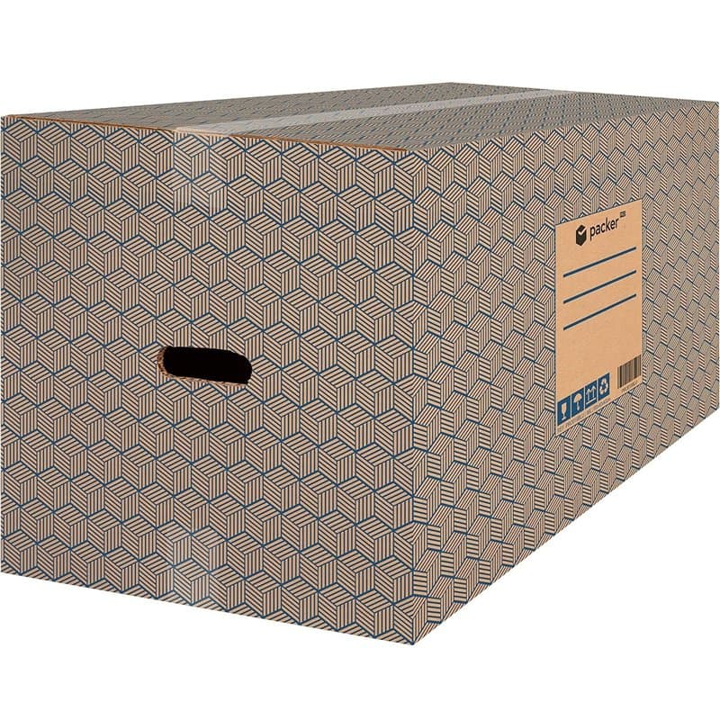 packer PRO Lot de 10 Boîtes en Carton pour Déménagement et Rangement avec Poignées, Carton Ultra Résistant, 600 x 400 x 400 mm