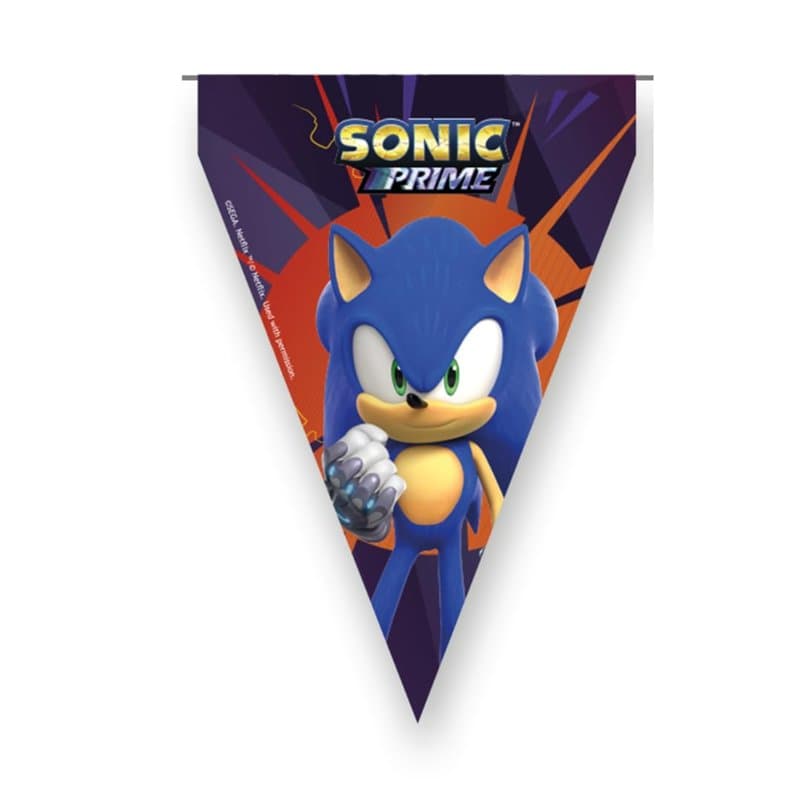 BeenSmile, BANDERIN Sonic Prime Fanion pour enfants, décoration d'anniversaire d'enfant, articles de fête, célébration et annive