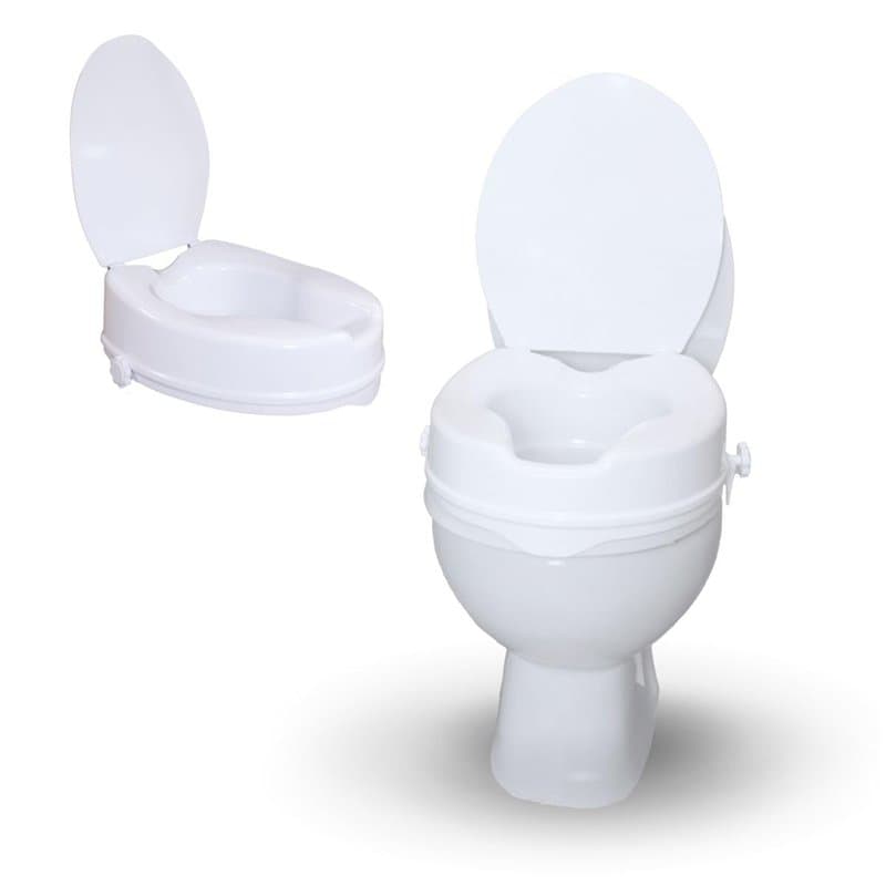 Mobiclinic, Rehausseur wc adulte, 10 cm, Mod. titán, Marque européenne, Siège de toilette surélevé, Couvercle, Pour personnes ag