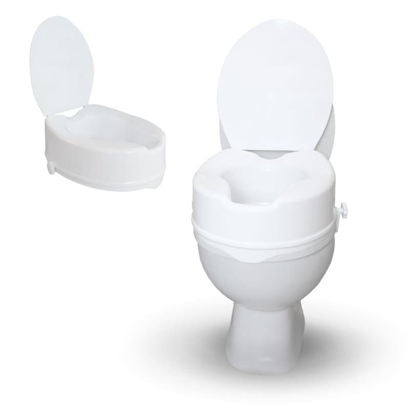 Mobiclinic, Rehausseur wc adulte, 14 cm, Mod. titán, Marque européenne, Siège de toilette surélevé, Couvercle, Pour personnes ag
