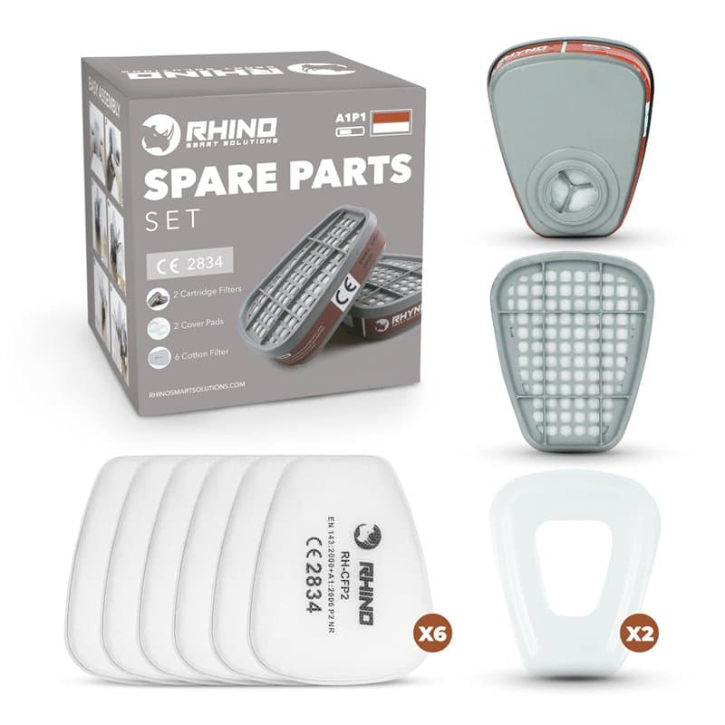 RSM Kit d'Accessoires pour Couverture de Visage 6 Cotons Filtrants 2 Cartouches Filtrants 2 Couvercles, Contre Gaz et Poussière,