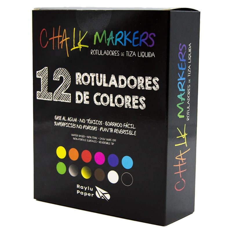 RAYLU PAPER - Marqueurs à Craie Liquide Effaçables à Pointe Réversible, Stylos Craie à Base d'Eau, Pour les Vitres, Fenêtres, Ta