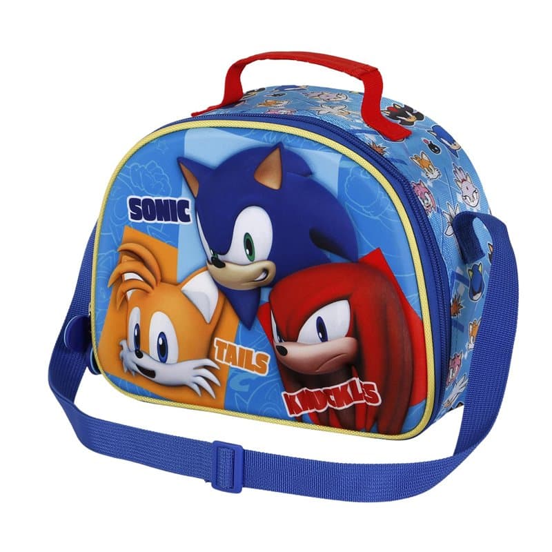 Sonic The Hedgehog - SEGA Sega-Sonic Trio-Sac à Goûter 3D, Bleu, 25,5 x 20 cm