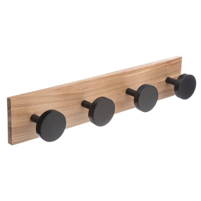 DAMDAM GO Porte-manteau mural en bois avec crochets - Rond 4 crochets