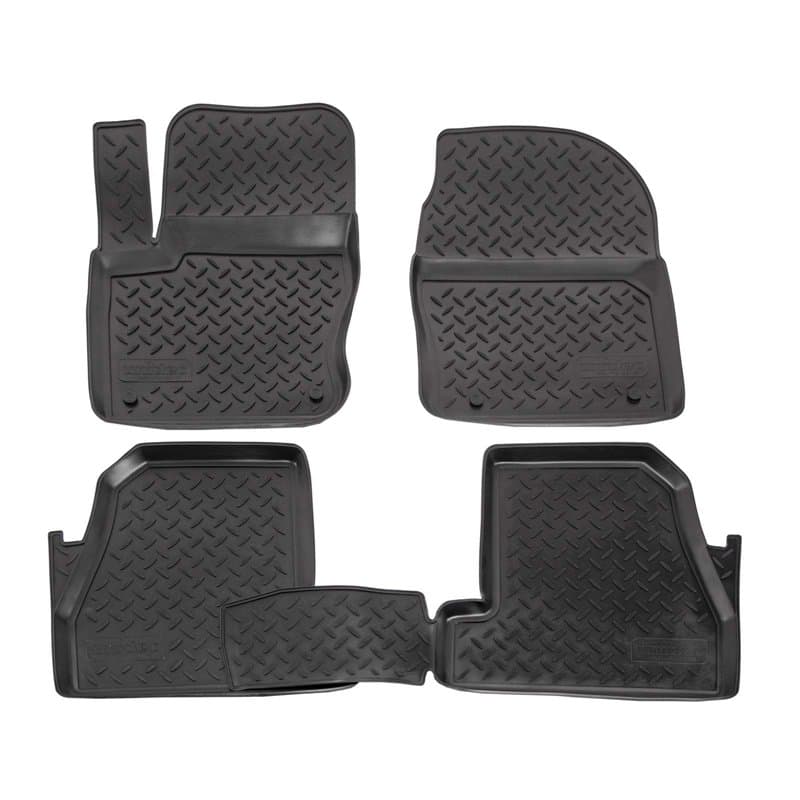 J&J AUTOMOTIVE | Tapis De Sol en Caoutchouc TPE Toutes Saisones pour Focus 3 2010-2018 Système de Fixation Bord Haut Noir Antidé