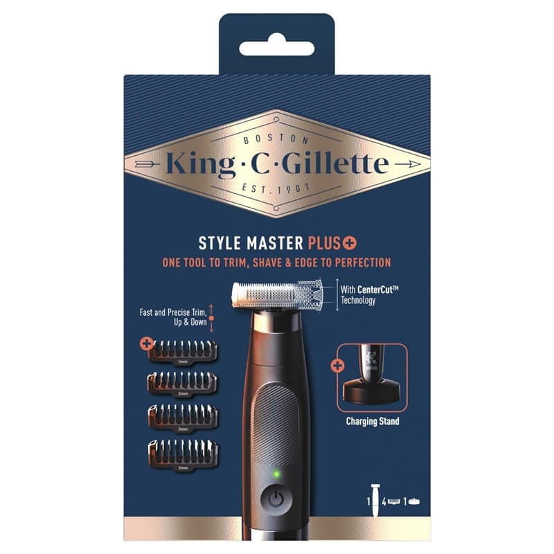 King C. Gillette Style Master Plus Tondeuse à Barbe Electrique, Technologie CenterCut, Lames affûtées jusqu'à 6 mois, étanche, t