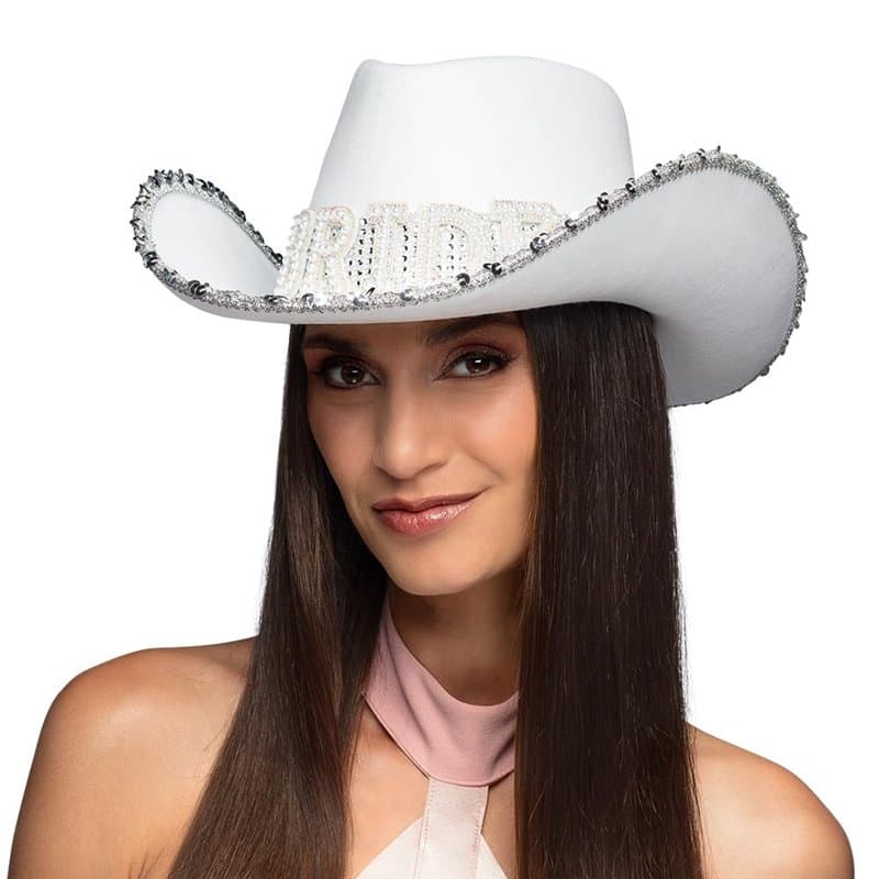 Boland 01436 - Chapeau de cowboy Bride, chapeau pour JGA, carnaval et fête à thème, mariage, mariée