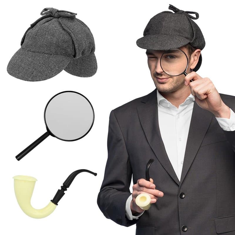 Boland 33201 - Set de détective pour déguisements, accessoires pour carnaval, set de costume, casquette, loupe et sifflet, fête