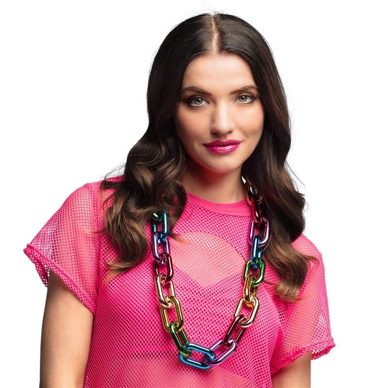 Boland 44642 - Collier Arc-en-ciel, Bijoux fantaisie pour déguisements de fête à thème, Halloween ou Carnaval, chaîne à maillons