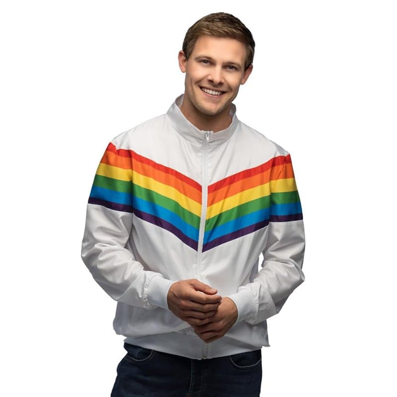 Boland - Veste d'entraînement Vintage Rainbow, costume pour hommes dans le style rétro, costume de groupe pour la fête à thème o