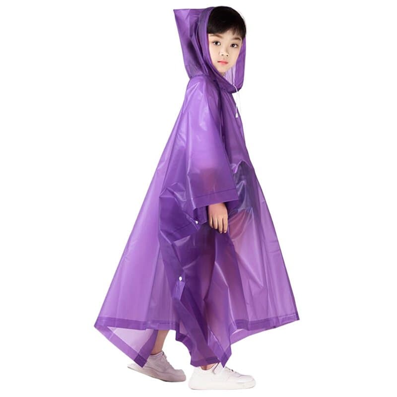 Enfants Poncho de Pluie, Réutilisable EVA Manteau de Pluie, Pliable Transparent Cape de Pluie, pour L'école Voyage Randonnée Cyc