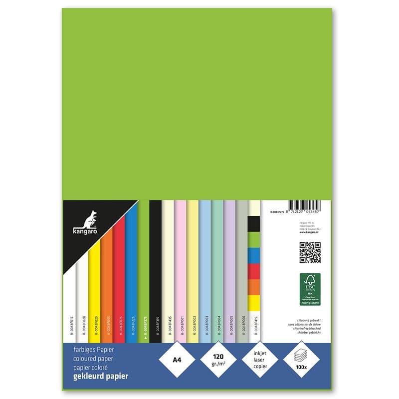 kangaro - K-0043F275 - Papier de couleur vert - Format A4-120 g/m² - FSC mix - Papier à lettre - Papier à lettre DIY - 29,7 x 21