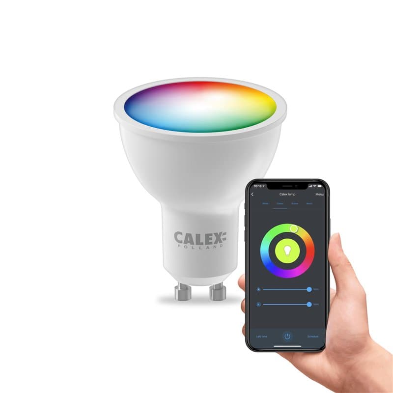 CALEX Smart Ampoule LED GU10 RGB CCT WiFi, 345lm, 4,9W, Alexa/Google/Siri, 16M couleurs, blancs 2200-4000K, dimmable, musique, s