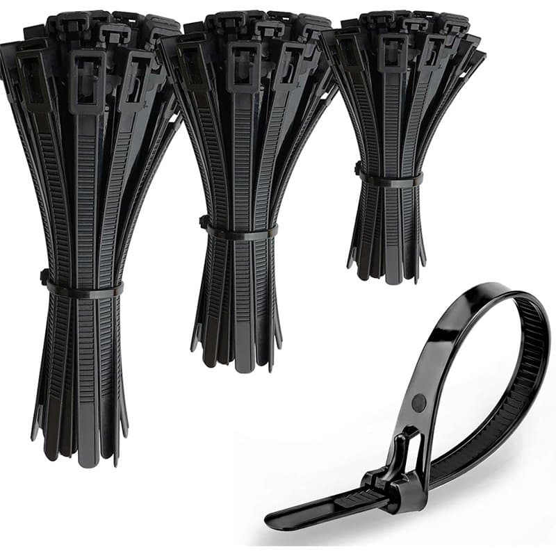Oksdown Collier de Serrage Plastique Attaches de Câble Réutilisables en Nylon Rilsan Serre Câbles Noir Résistant 7,6 mm Assortim