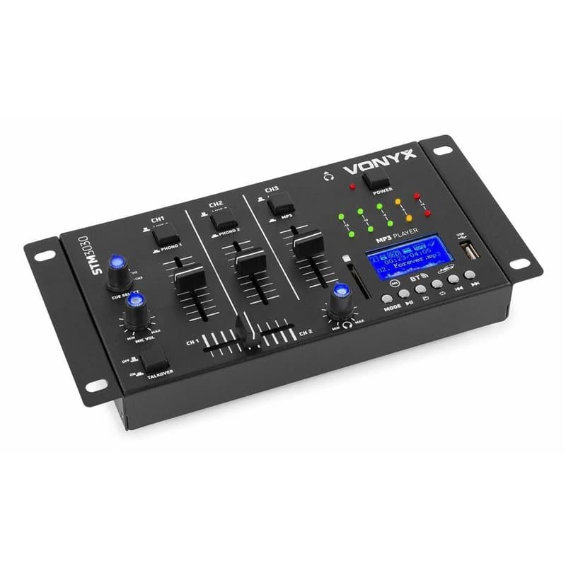 Vonyx STM3030 Table de Mixage 4 Canaux - Port USB, Technologie sans Fil Bluetooth, 2 Canaux Phono/Ligne Commutables, 1 canal MP3
