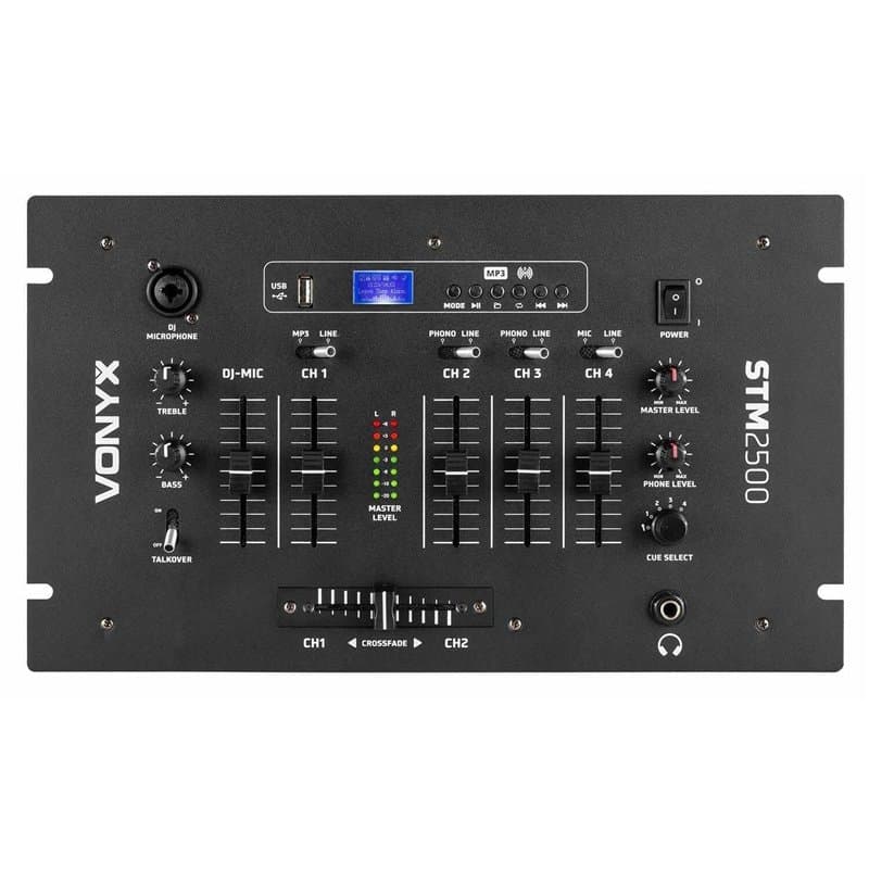 Vonyx STM2500 Table de Mixage 5 Canaux - Technologie Bluetooth sans Fil, Port USB, 4 Entrées Ligne, 2 Entrées Phono, 2 Entrées M