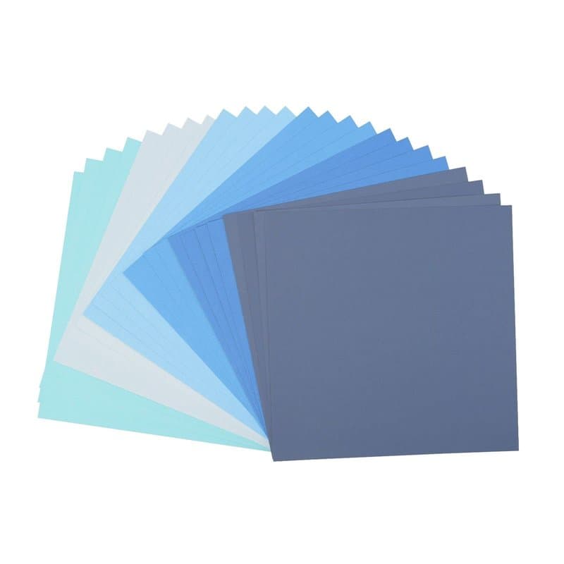 Florence Papier Cartonné Bleu Rugueux - 30,5 x 30,5 cm - 24 Feuilles - 216 g/m² - Papier pour Scrapbooking, Carterie, Perforatio