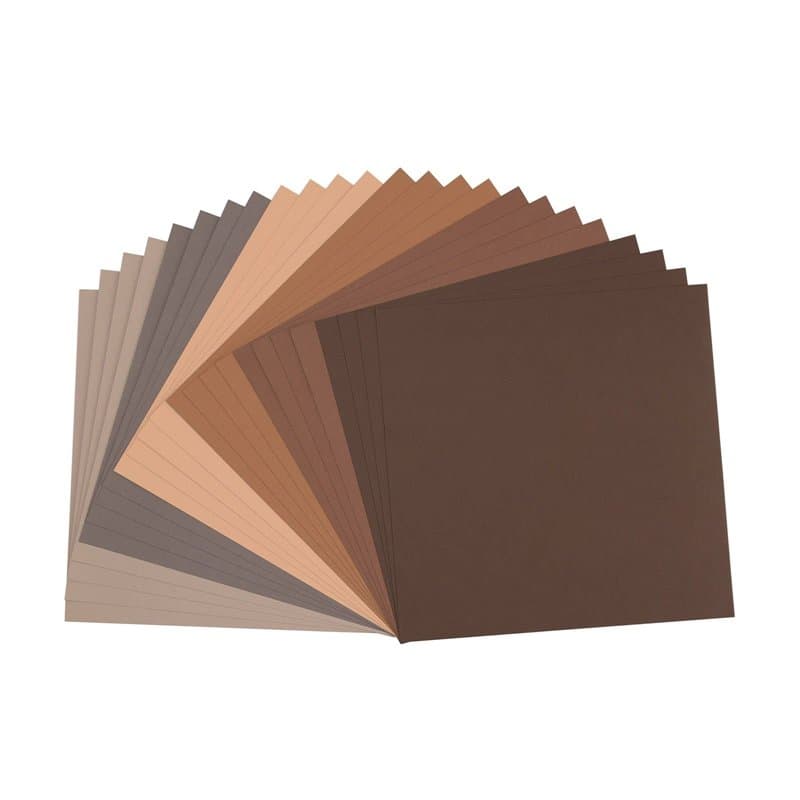 Florence Papier Cartonné Marron Rugueux - 30,5 x 30,5 cm - Marron - 24 Feuilles - 216 g/m² - Papier pour Scrapbooking, Carterie,