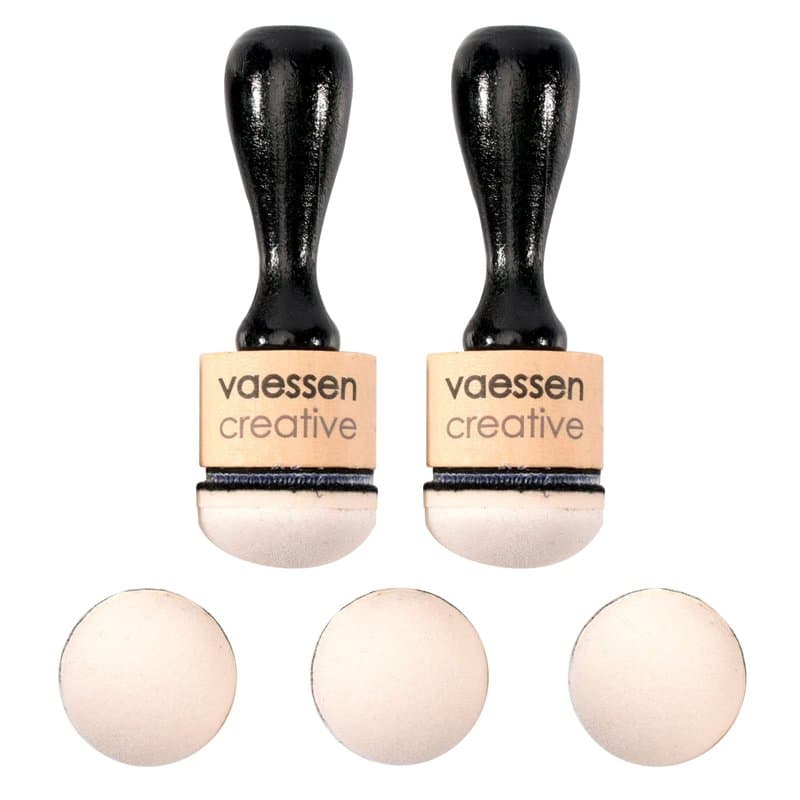 Vaessen creative Lot de 2 Outils Comprend 5 mousses à Encre Semi-circulaires en Bois, Noir et Blanc, pour Scrapbooking, travaux