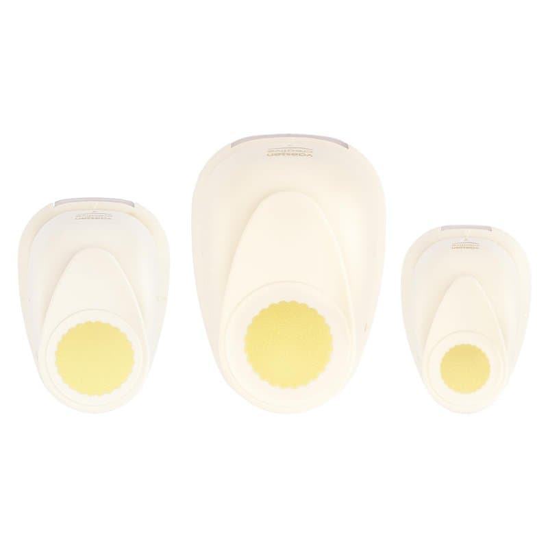 Vaessen Creative Perforatrices Cercle Festonné - Lot de 3 Pcs - pour Projets DIY, Papier Scrapbooking, Bullet Journaling, Cartes