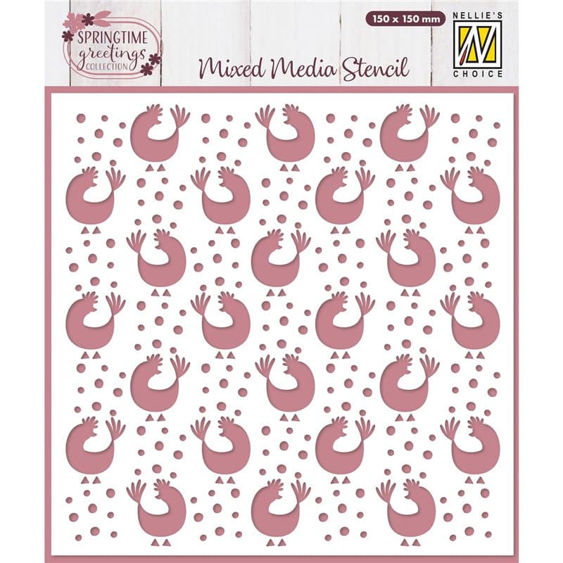Vaessen Creative Nellie's Choice Pochoir Poules 15 x 15 cm-Scrapbooking Matériel Réutilisable pour Peinture, Mandala, Bullet Jou