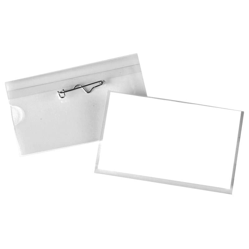 PAVO Pack de 50 Badges 40 x 60 mm PVC avec Epingle Transparent