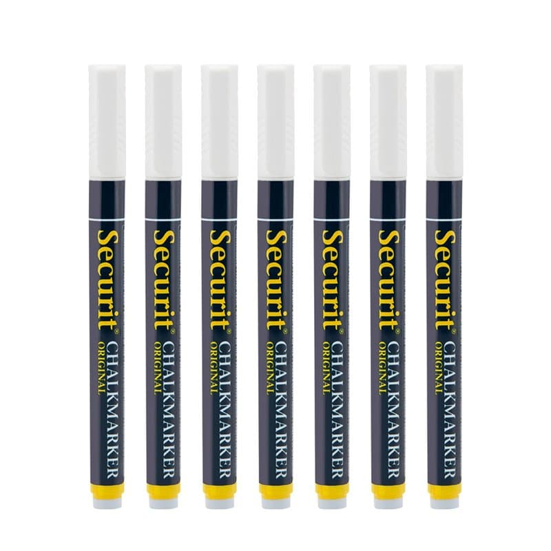 Securit Lot de 7 Feutres-Craie à encre liquide Coloré - Taille de mine 1-2mm, blanc
